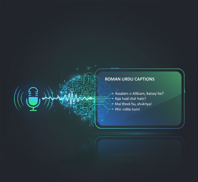 Screenshot of AI-powered Urdu audio to Roman Urdu caption generator for accurate captions, transcripts, and accessible content.